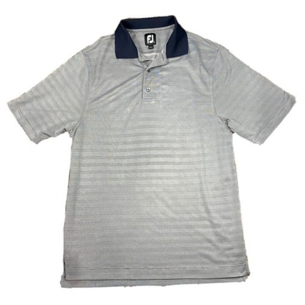 FootJoy Men’s Navy/White Geo Short Sleeve Comfort Polo Shirt Size Large EUC